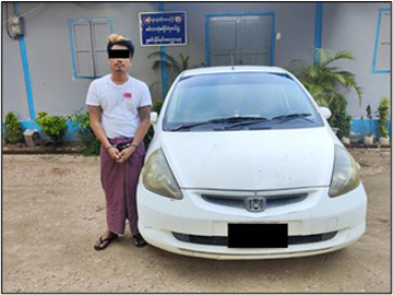 ရန်ကုန်တိုင်းဒေသကြီး၊ မင်္ဂလာဒုံမြို့နယ်၊ ကရင်ပြည်နယ်၊ မြဝတီမြို့နှင့်  စစ်ကိုင်းတိုင်းဒေသကြီး၊ စစ်ကိုင်းမြို့တို့၌ လိုင်စင်မဲ့မော်တော်ယာဉ် သုံးစီး ဖမ်းဆီးရမိမှု မှတ်တမ်းဓာတ်ပုံ။