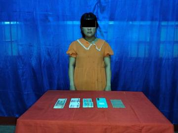 ပဲခူးတိုင်းဒေသကြီး၊ တောင်ငူမြို့နယ်၌ နှစ်လုံးထီ လောင်းကစားပြုလုပ်သူ အမျိုးသမီး  တစ်ဦးအား ဖမ်းဆီးအရေးယူမှု မှတ်တမ်းဓာတ်ပုံ။