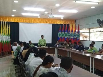 ရန်ကုန်တိုင်းဒေသကြီး၊ လှိုင်သာယာ(အရှေ့ပိုင်း)မြို့နယ် အထွေထွေအုပ်ချုပ်ရေးဦးစီးဌာန၌ လုပ်ငန်းညှိနှိုင်း အစည်းအဝေး ပြုလုပ်မှု မှတ်တမ်းဓာတ်ပုံ။