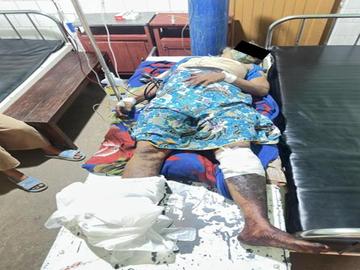 ပဲခူးတိုင်းဒေသကြီး၊ ကျောက်ကြီးမြို့နယ်၌ KNU အကြမ်းဖက်အဖွဲ့နှင့် PDF အမည်ခံ အကြမ်းဖက်  သမားများ ပူးပေါင်းအဖွဲ့ ထောင်ထားသည့် နင်းမိုင်း တစ်လုံးအား နင်းမိပေါက်ကွဲခဲ့မှုကြောင့်  အပြစ်မဲ့ အရပ်သားပြည်သူ တစ်ဦး ထိခိုက်ဒဏ်ရာရရှိမှု မှတ်တမ်းဓာတ်ပုံ။