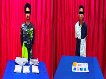 ပြစ်မှုကျူးလွန်သူများအား ဖမ်းဆီးရမိသည့် စိတ်ပြောင်းဆေးဝါးများနှင့်အတူ တွေ့ရစဉ်။