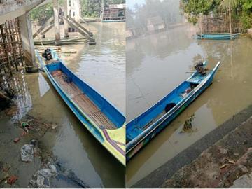 ရန်ကုန်တိုင်းဒေသကြီး၊ တွံတေးမြို့နယ်၌ ဖိုက်ဘာစက်လှေ နှစ်စီး  မျက်နှာချင်းဆိုင်တိုက်မိမှု မှတ်တမ်းဓာတ်ပုံ။