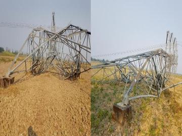 Electricity pylons destroyed by so-called PDF terrorists in Minhla Township of Bago Region.
