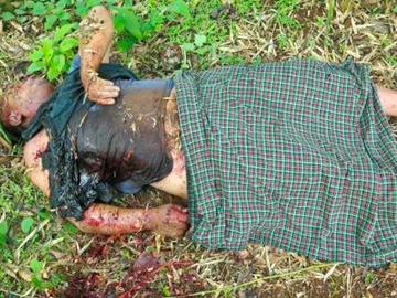 An innocent civilian stabbed to death by so-called PDF terrorists in Ywarngan Township of Shan State.