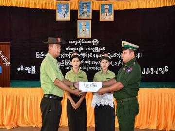 မကွေးတိုင်းဒေသကြီး၊ မင်းဘူးမြို့နယ်၌ ပြည်သူ့လုံခြုံရေးနှင့်အကြမ်းဖက်နှိမ်နင်းရေးအဖွဲ့  (မြို့ပေါ် လုံခြုံရေးတာဝန်) စွမ်းရည်မြှင့်မွမ်းမံသင်တန်းဆင်းပွဲ အခမ်းအနား  ကျင်းပမှု မှတ်တမ်းဓာတ်ပုံ။